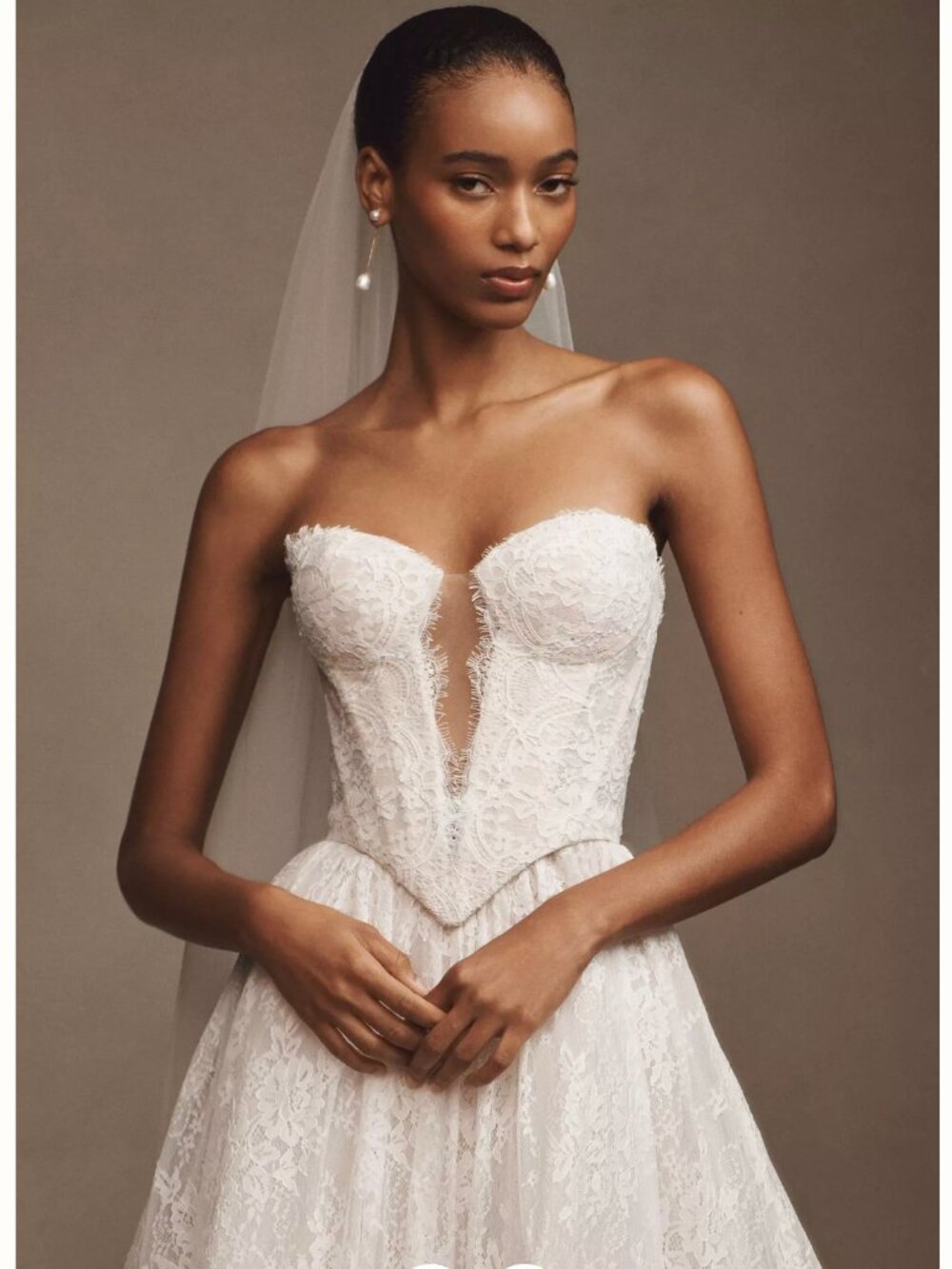 Wtoo by Watters Charlotte Strapless Basque Waist A-line Lace Wedding Gown
